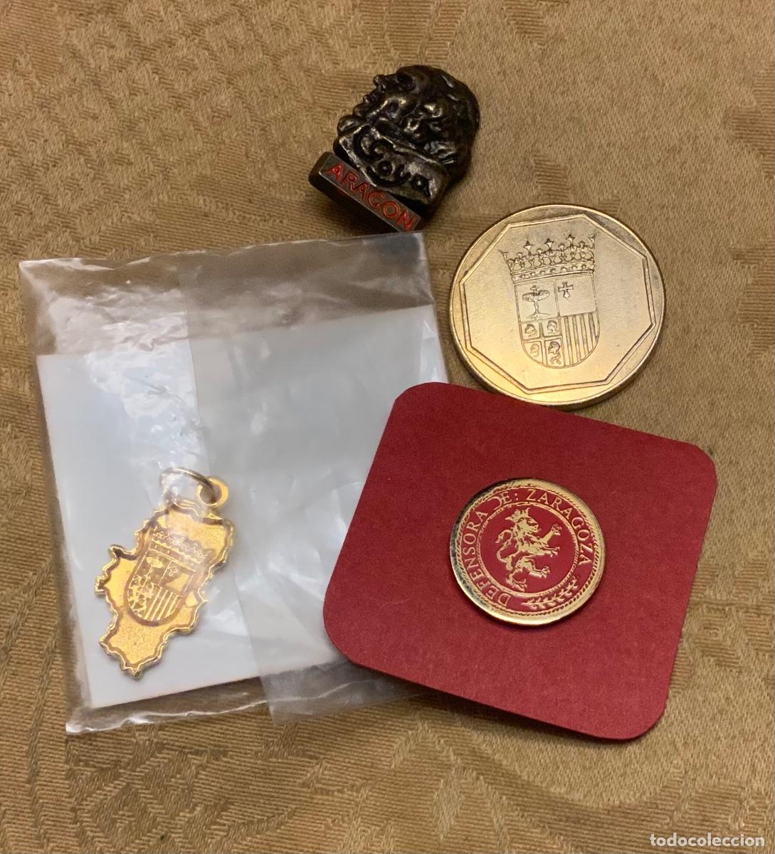 Pins de colecci&oacute;n: LOTE DE ARAGON 2 PINS, MONEDA Y COLGANTE