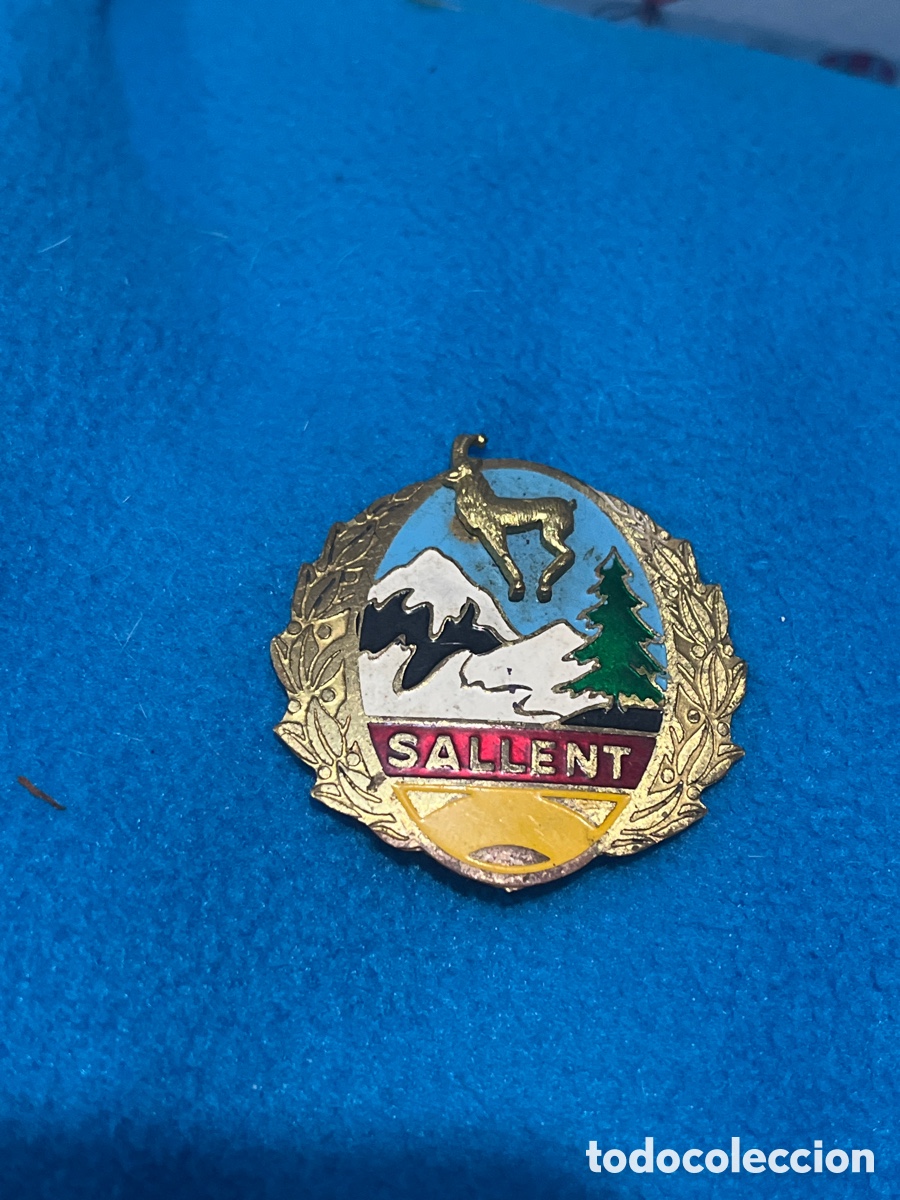 Pins de colecci&oacute;n: Pin placa de metal vintage. SALLENT.