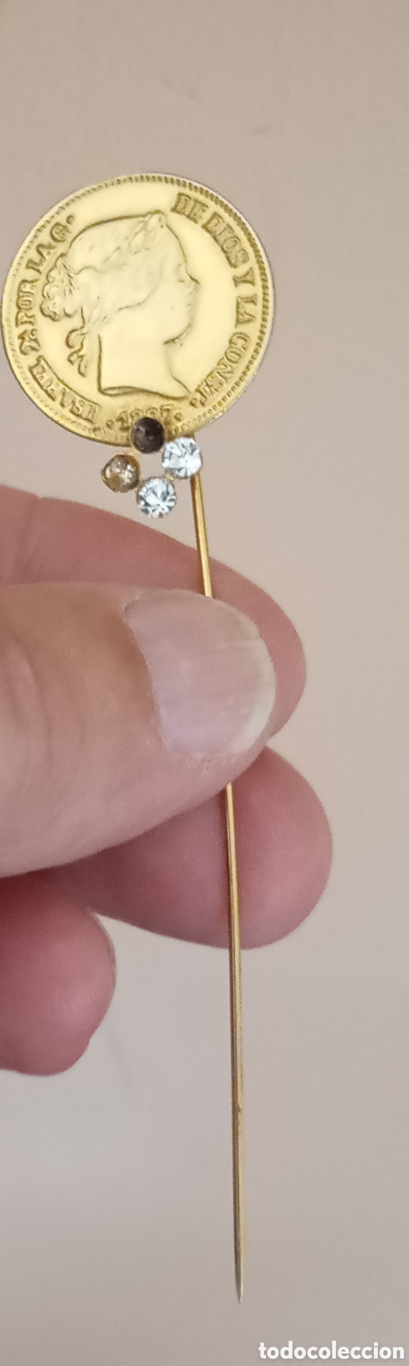 Pins de colecci&oacute;n: Antiguo bonito pin alfiler metal dorado