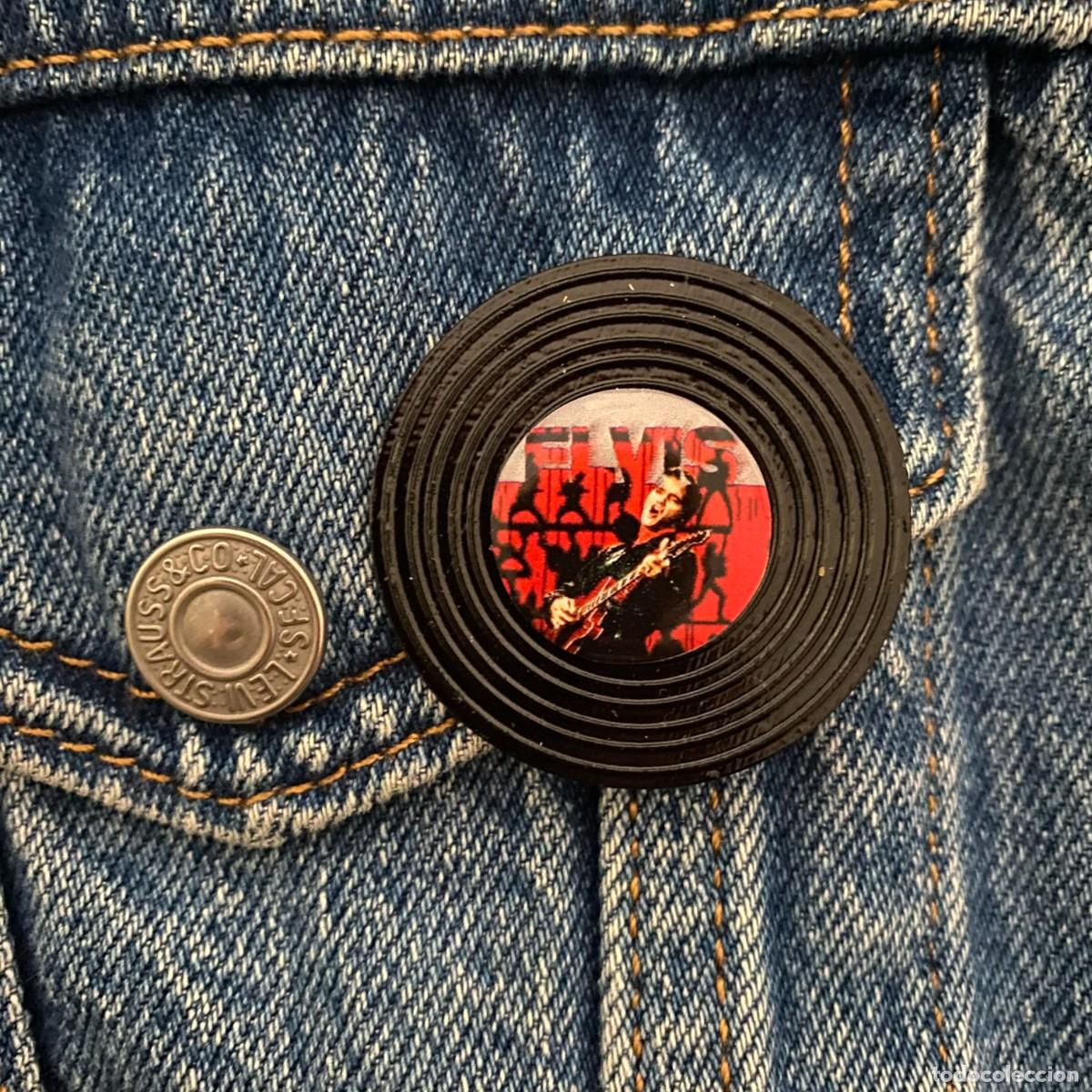 Pins de colecci&oacute;n: PIN METALICO ESMALTADO GRAN FORMATO 4CMS. DIAMETRO APROX. METAL Y RESINA DISCO VINILO ELVIS PRESLEY