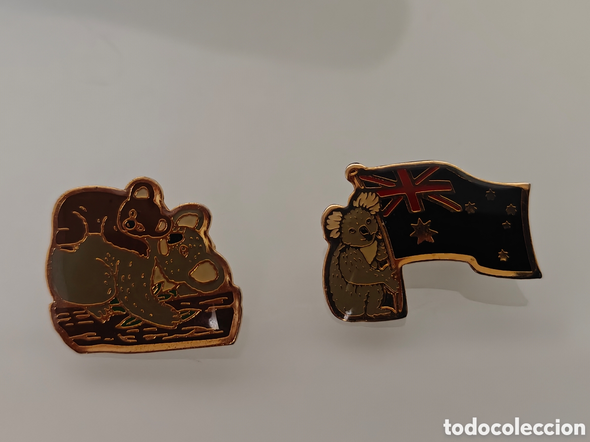 Pins de colecci&oacute;n: 2x PIN IMPERDIBLE KOALA BEBE Y BANDERA AUSTRALIA