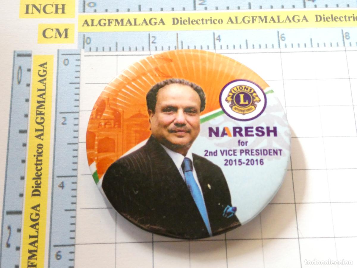 Pins e Spille di collezione: CHAPA BROCHE INSIGNIA CLUB LEONES LIONS INTERNATIONAL NARESH PARA VICE PRESIDENTE 2015 2016