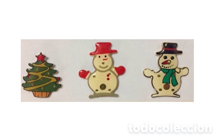 Pins de colecci&oacute;n: 3 PINS DE NAVIDAD ARBOL Y MU&Ntilde;ECOS DE NIEVE