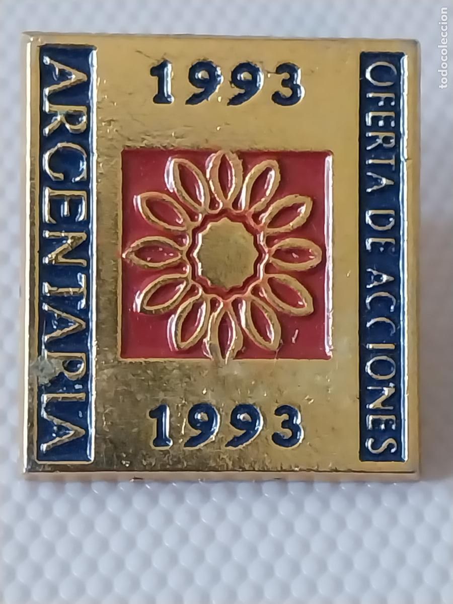 Pins de colecci&oacute;n: ARGENTARIA 1993 OFERTA DE ACCIONES PIN PINCHO 2.29X2CMS METAL DORADO ORIGINAL