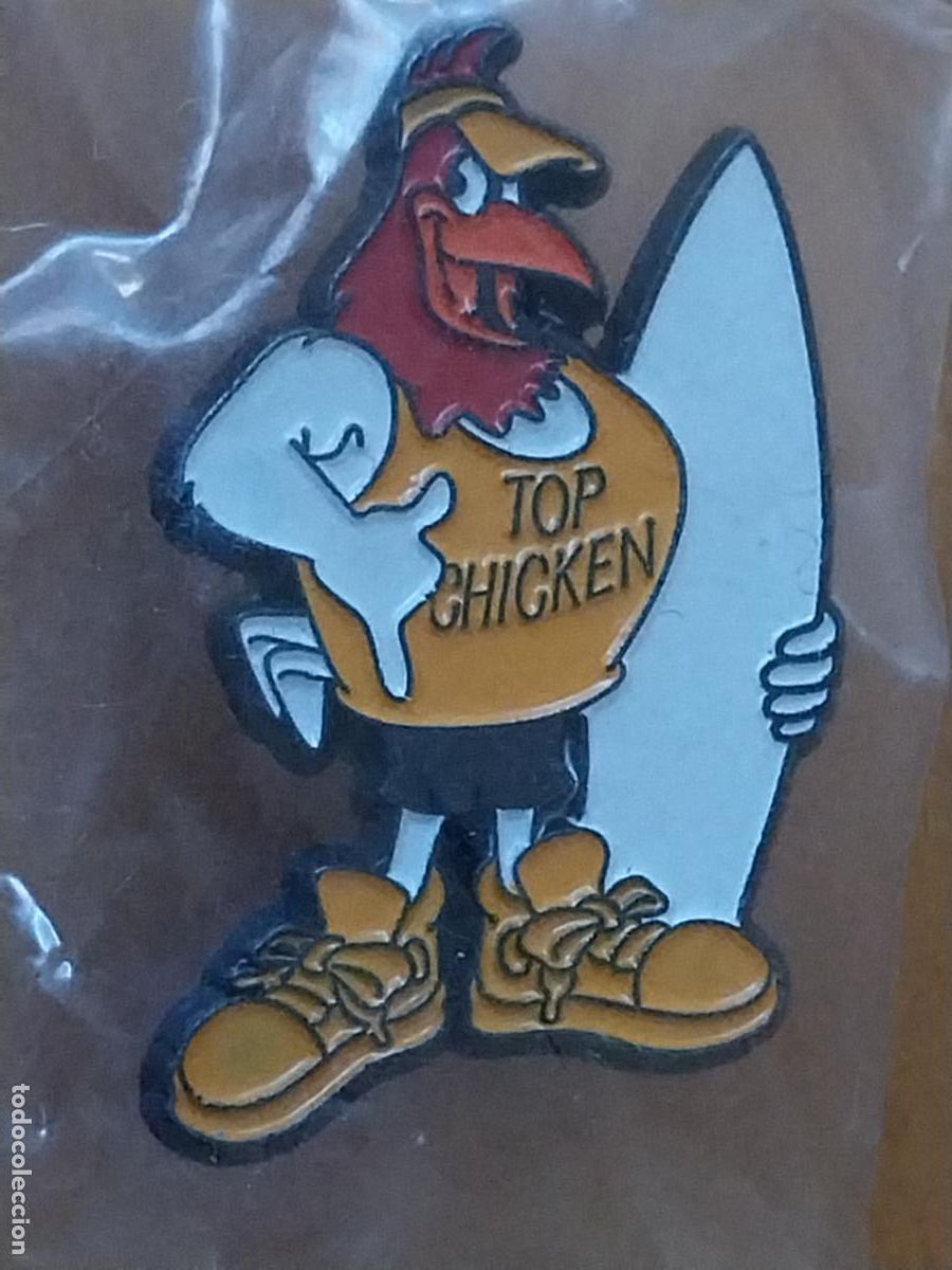 Pins de colecci&oacute;n: TOP CHICKEN GALLO POLLO TABLA SURF 2.56CMS ALTO PINTURA LACADA ORIGINAL VINTAGE