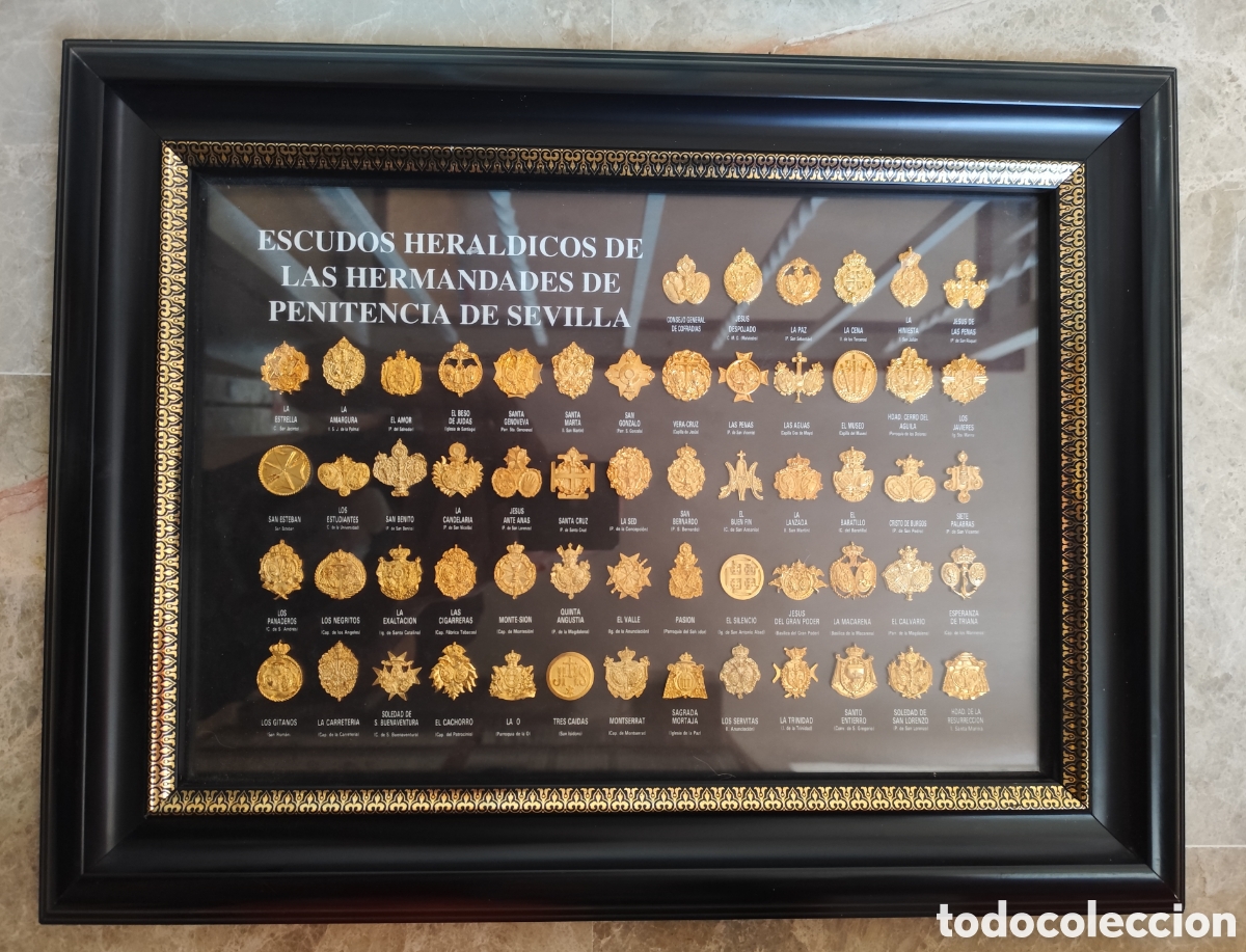 Pins de colecci&oacute;n: CUADRO COLECCI&Oacute;N COMPLETA INSIGNIAS HERMANDADES SEMANA SANTA SEVILLA