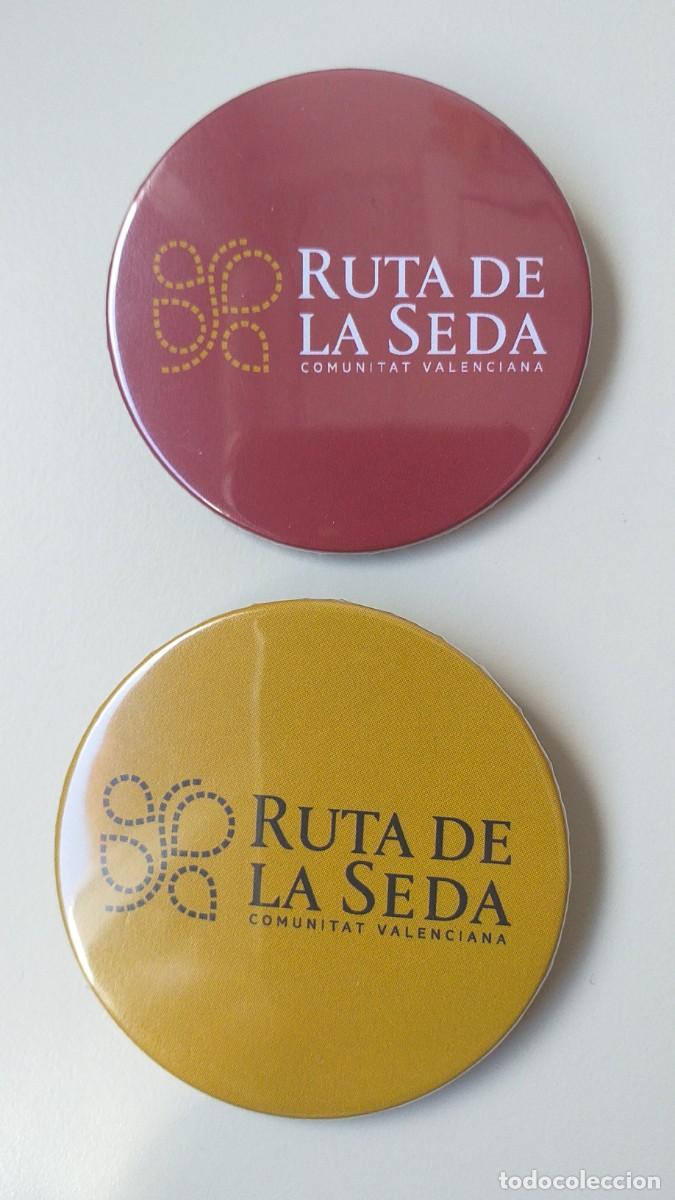Pins de colecci&oacute;n: Lote de 2 chapas alfiler pin # RUTA DE LA SEDA # Comunidad Valenciana