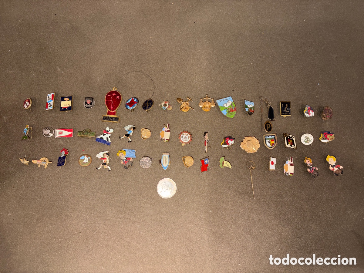 Pins de colecci&oacute;n: Lote de 48 pins o insginia antiguos,tu tu,bima el cafeto,garvey,royce,Iberia,etc*ver fotos*