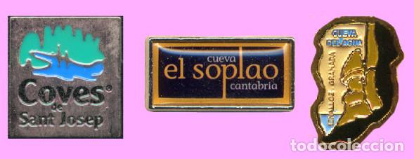 Pins de colecci&oacute;n: 3 CHAPAS - PINS DE CUEVAS TURISTICAS ESPA&Ntilde;OLAS - CUEVA - ESPELEOLOGIA