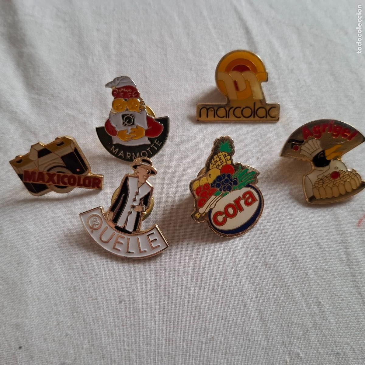 Pins de colecci&oacute;n: Bonito lote de 6 pins vintage de marcas. A&ntilde;os 90