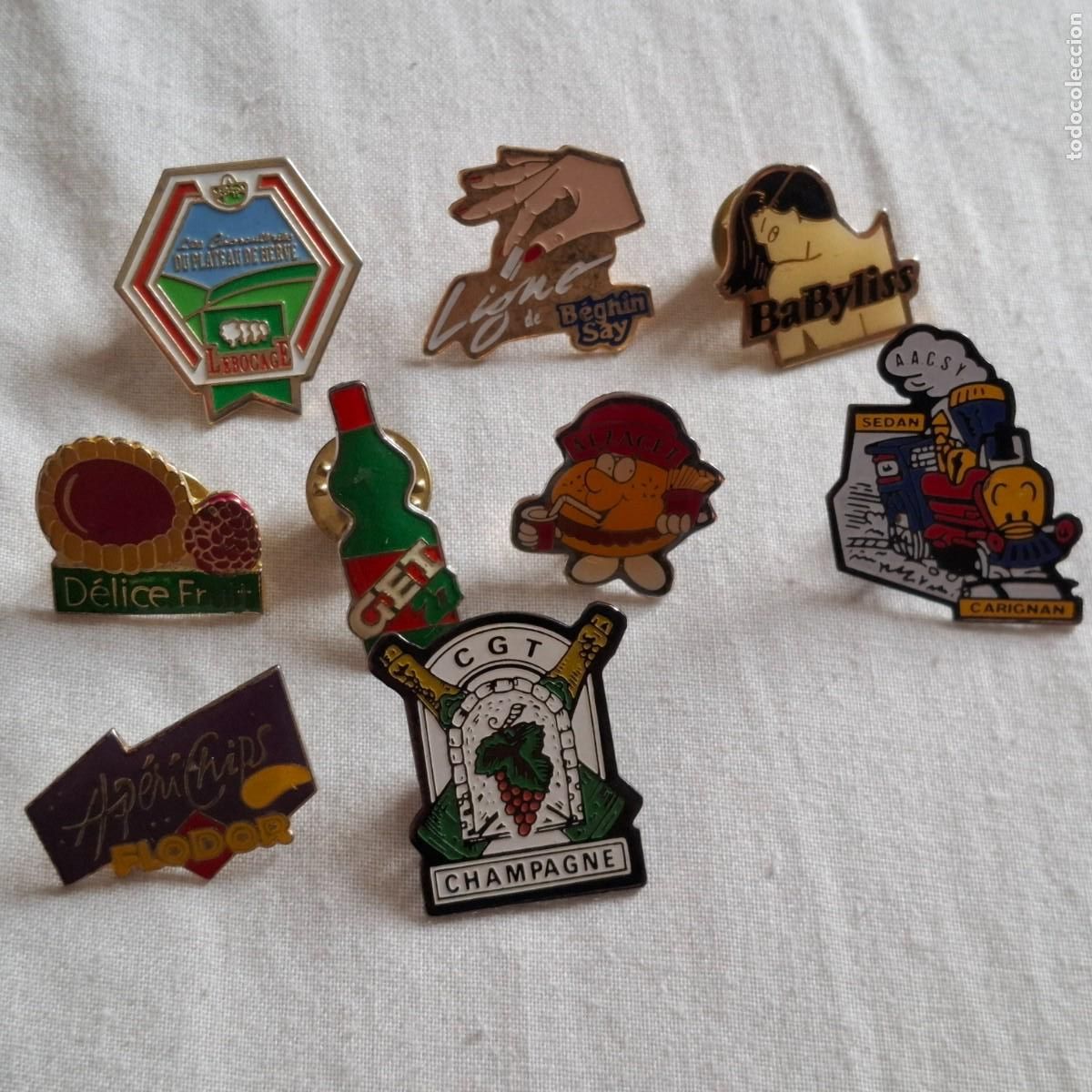 Pins de colecci&oacute;n: Lote de 9 pins vintage de marcas. A&ntilde;os 90