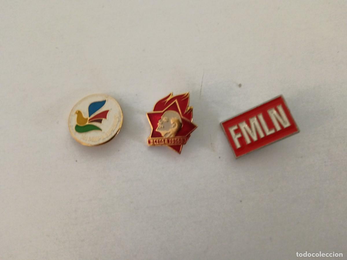 Pins de colecci&oacute;n: Insignia Lenin, paloma de la Paz rusa y FMLN