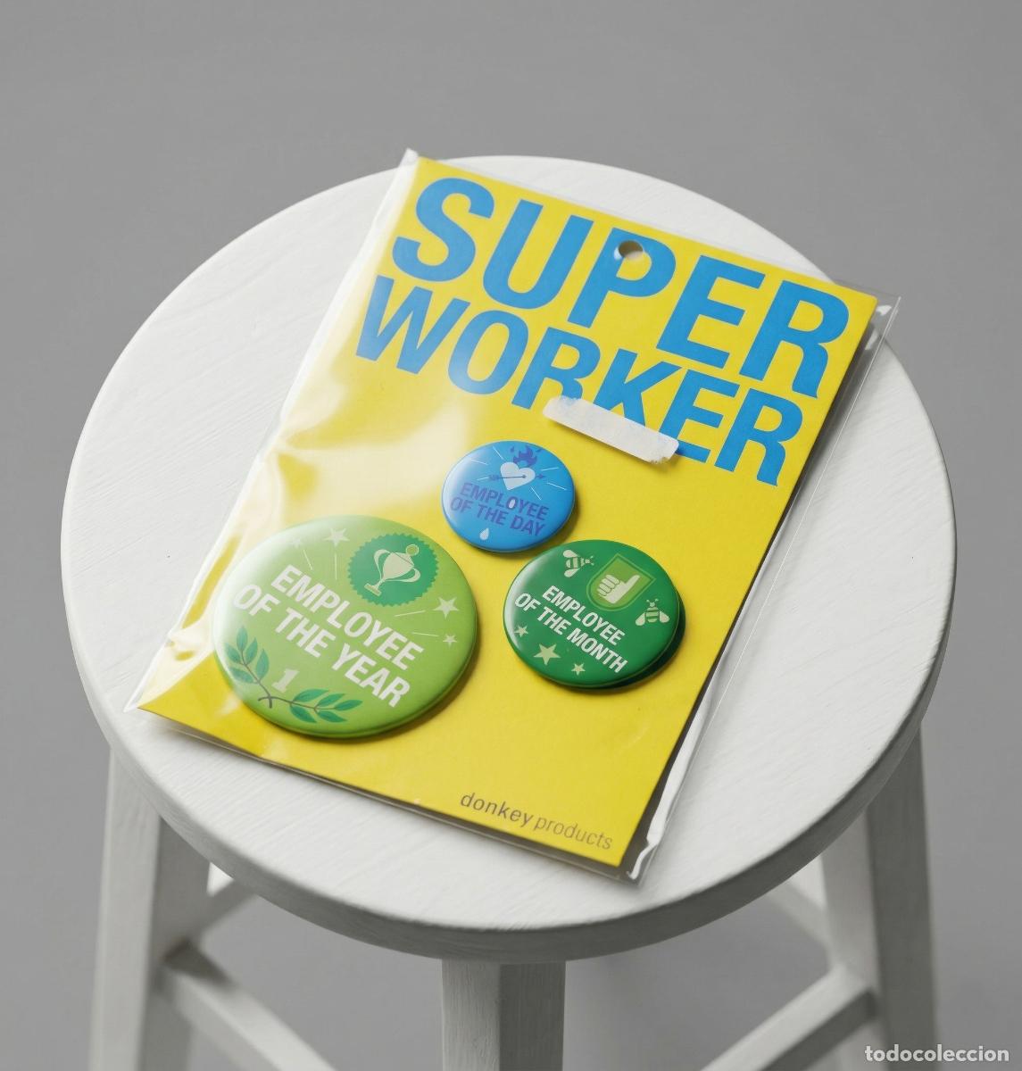 Pins de colecci&oacute;n: Set 3 Chapas: Super Worker &ndash; Donkey Products
