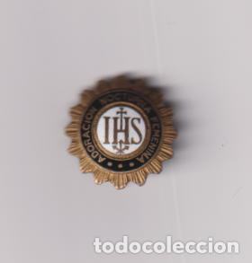 Pins de colecci&oacute;n: ANTIGUO PIN DE AGUJA ADORACI&Oacute;N NOCTURNA FEMENINA - IHS (Iesus Hominum Salvator)