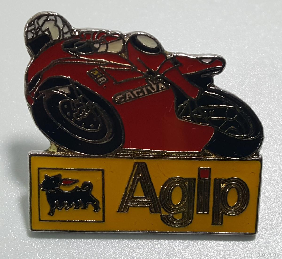 Pins de colecci&oacute;n: PIN LUBRICANTES AGIP CON MOTO CAGIVA 500 MOTOGP