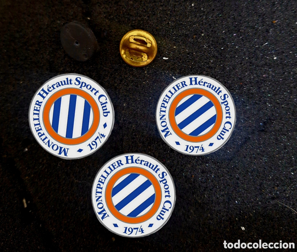 Pins de colecci&oacute;n: LOTE 3 PINS PIN EMBLEMA FUTBOL MONTPELLIER (FRANCIA)