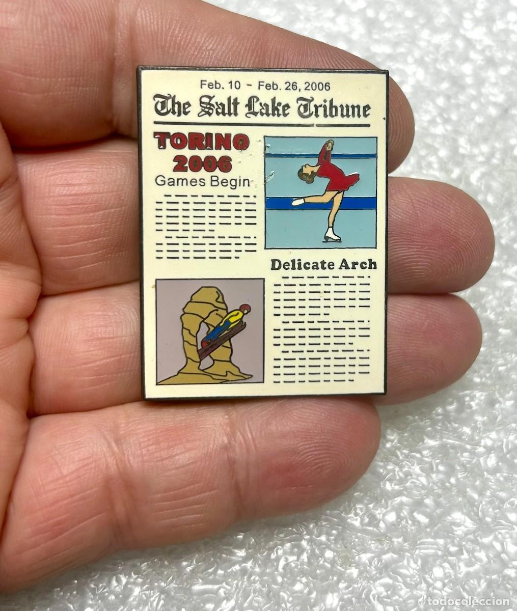 Pins de colecci&oacute;n: 3799.Raro Pin de prensa peri&oacute;dico The Salt Lake Tribune Juegos Ol&iacute;mpicos Torino 2006 (300 unidades)