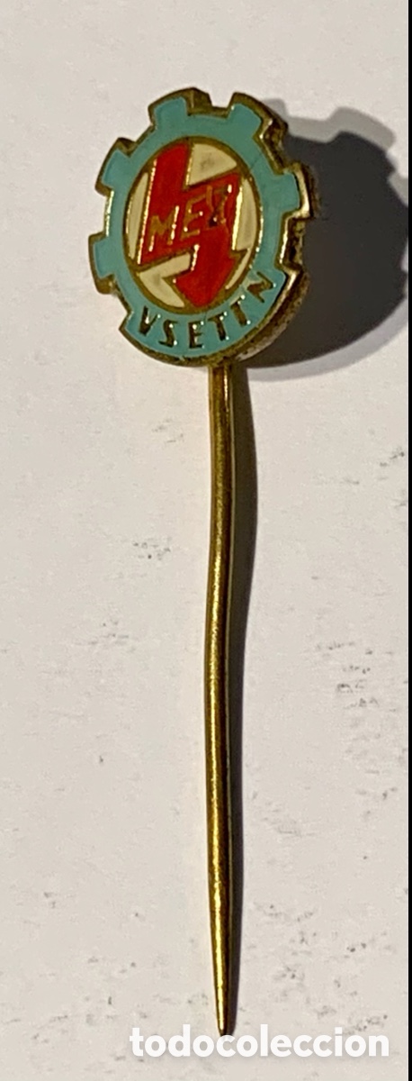 Pins de colecci&oacute;n: Pin de aguja. MEZ. Vsettn. Hungr&iacute;a. Metal dorado. A&ntilde;os 60.
