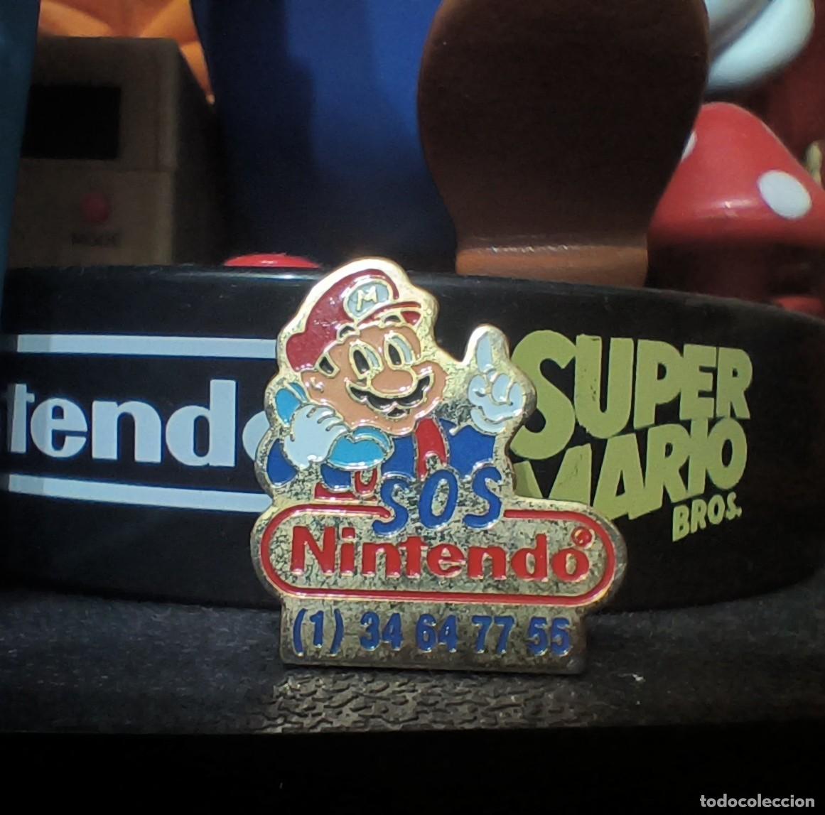 Pins de colecci&oacute;n: Ocasion unica coleccionistas Rareza antiguo Pin Original vintage a&ntilde;os 80 90 Super Mario SOS NINTENDO