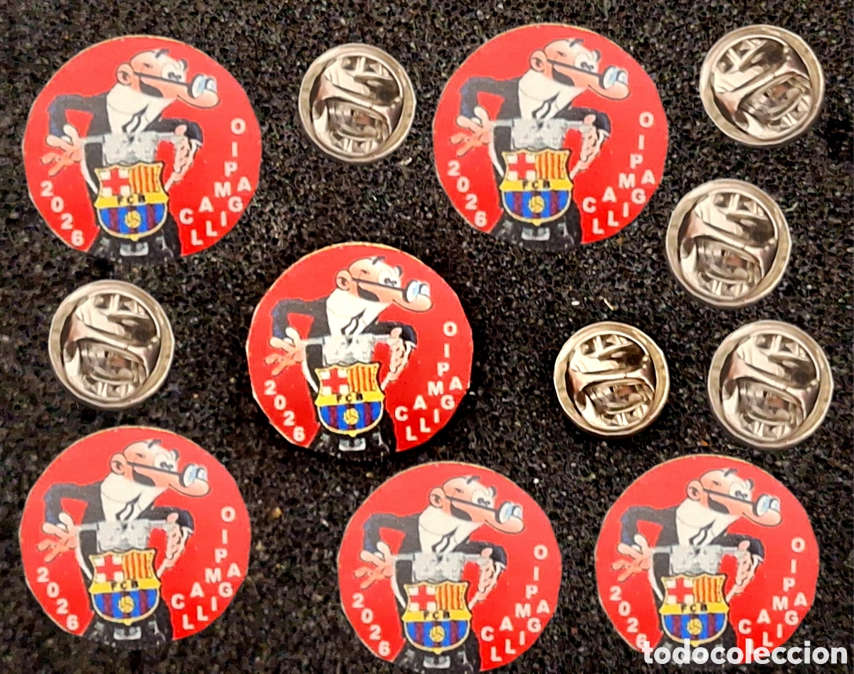 Pins de colecci&oacute;n: LOTE 6 PINS PIN MORTADELO FC BARCELONA CAMPEONES LIGA 2026