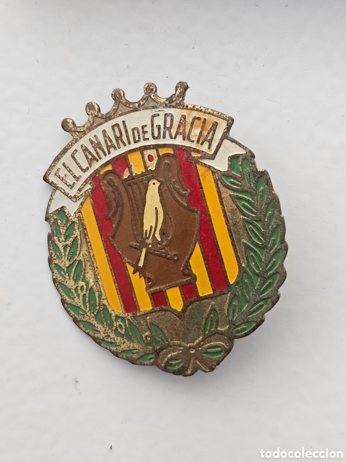 Pins de colecci&oacute;n: Antigua Insignia &rdquo;El Canari de Gr&agrave;cia&rdquo; - Coleccionismo Barcelona