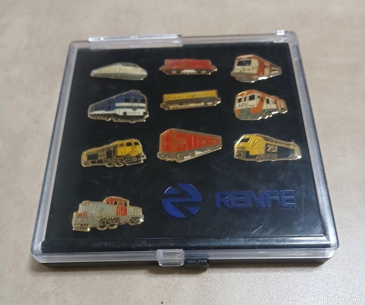 Pins de colecci&oacute;n: Estuche RENFE con 10 pines m&aacute;quinas vagones de tren