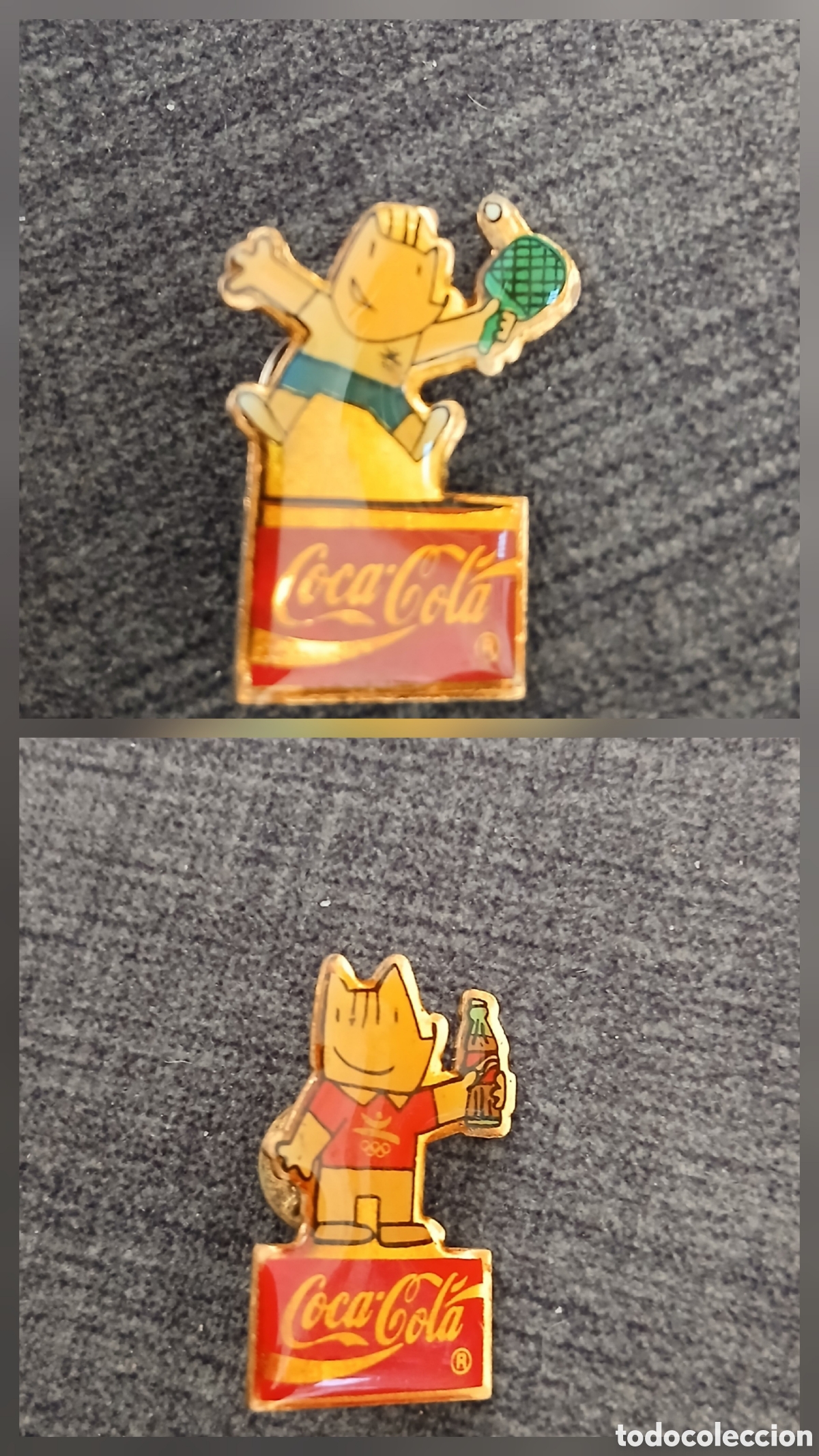 Pins de colecci&oacute;n: Lote de 2 pines de colecci&oacute;n de Coca-Cola por 5&euro; los 2 - Dise&ntilde;o de Cobi, la mascota de los Juegos Ol