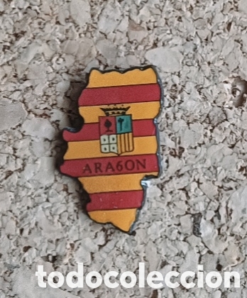 Pins de colecci&oacute;n: PIN MAPA ARAG&Oacute;N CON BANDERA ESMALTADO