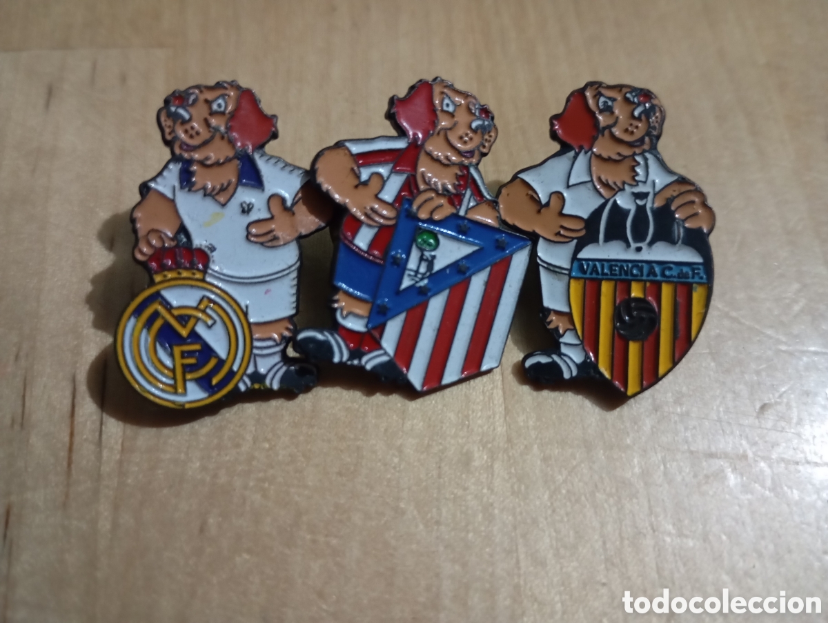 Pins de colecci&oacute;n: Pin Golis Nutrexpa Real Madrid Atl&eacute;tico de Madrid Valencia Escudos de F&uacute;tbol Insignias Deportivas