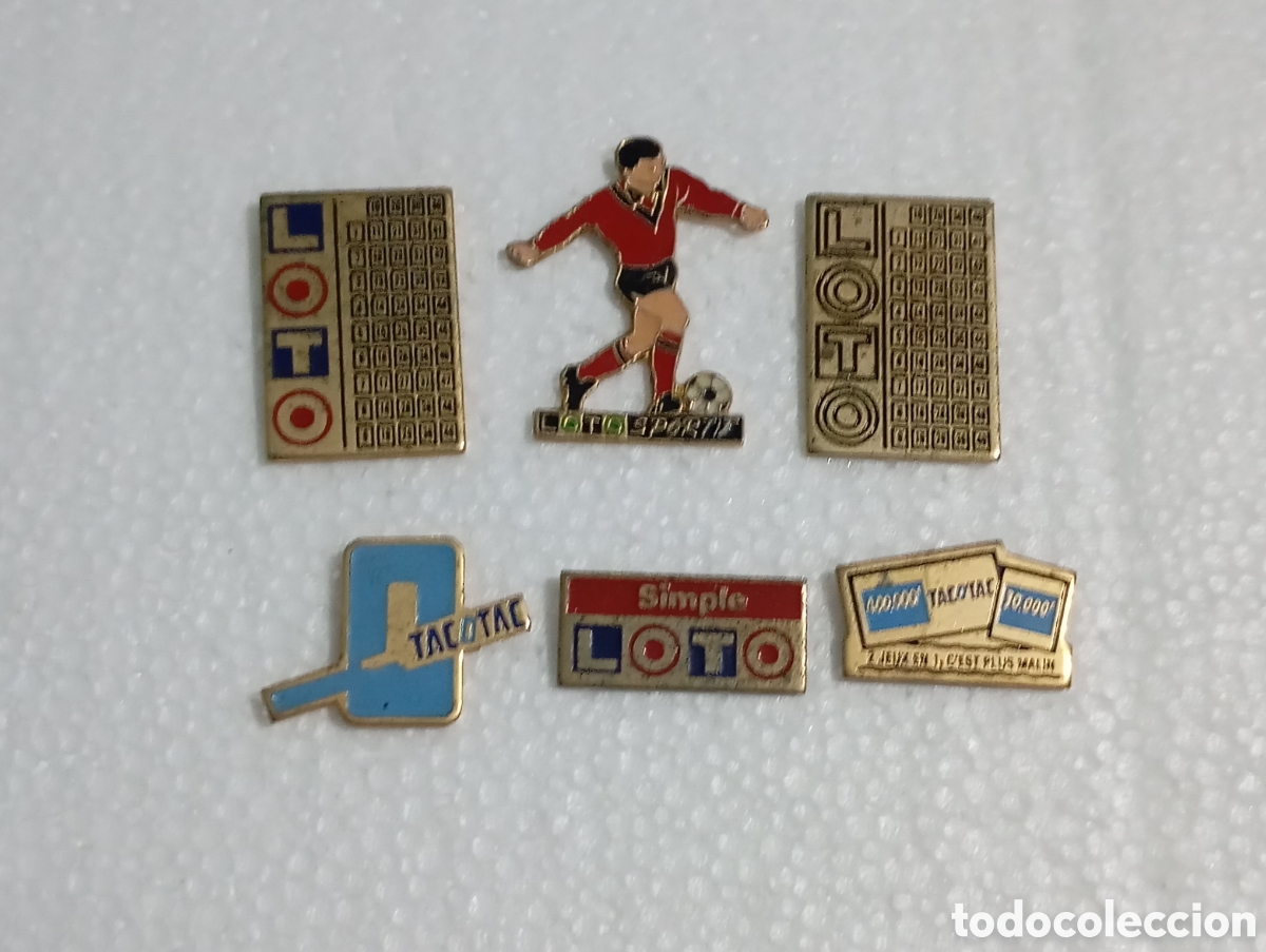 Pins de colecci&oacute;n: 6 pin's Loto Tac O Tac Superbe lot de 6 pin's publicitaires France # Loter&iacute;a insignias Francia