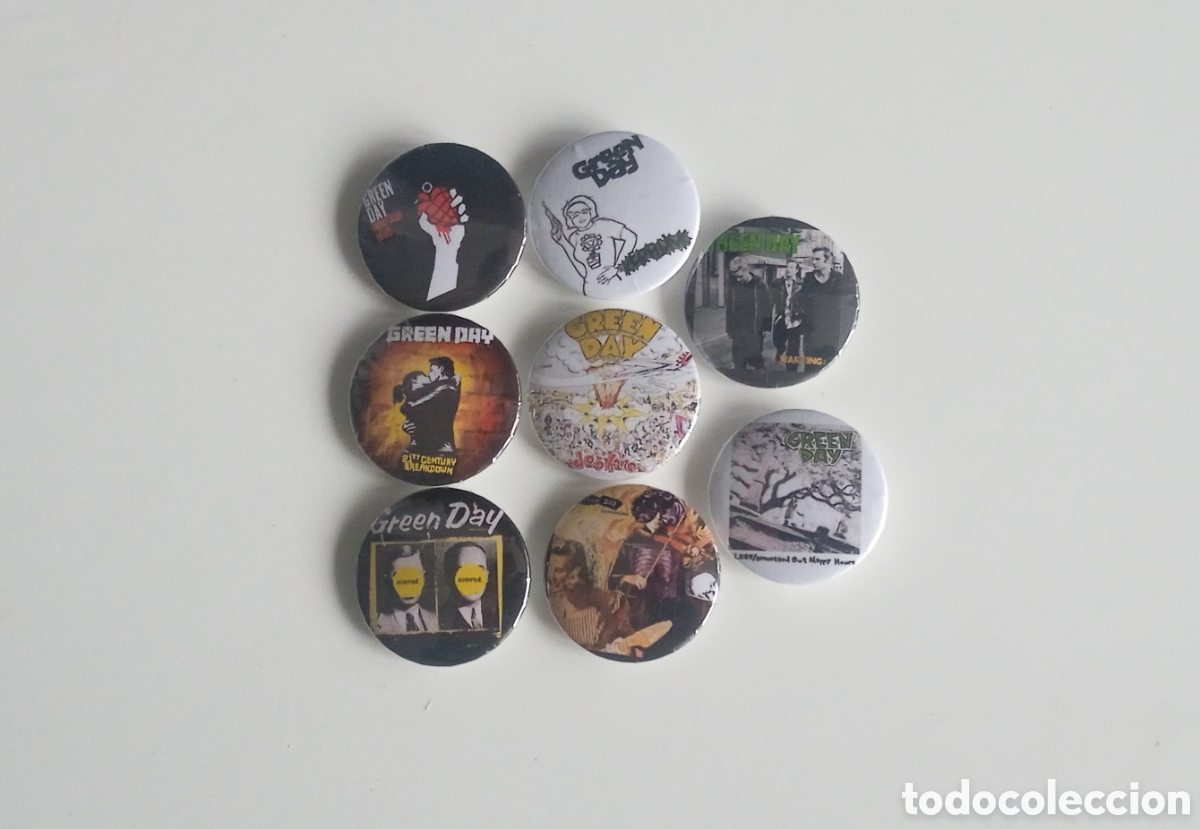 Pins de colecci&oacute;n: GREEN DAY - Lote de chapas portadas discos LP