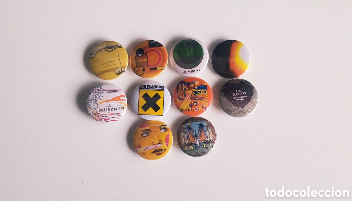 Pins de colecci&oacute;n: LOS PLANETAS - Lote de chapas portadas discos LP