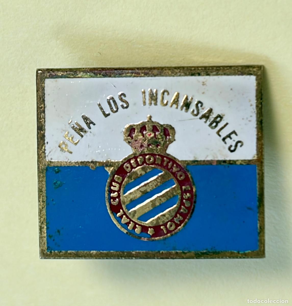 Pins de colecci&oacute;n: ANTIGUA INSIGNIA FUTBOL PE&Ntilde;A LOS INCANSABLES - REAL CLUB DEPORTIVO ESPA&Ntilde;OL