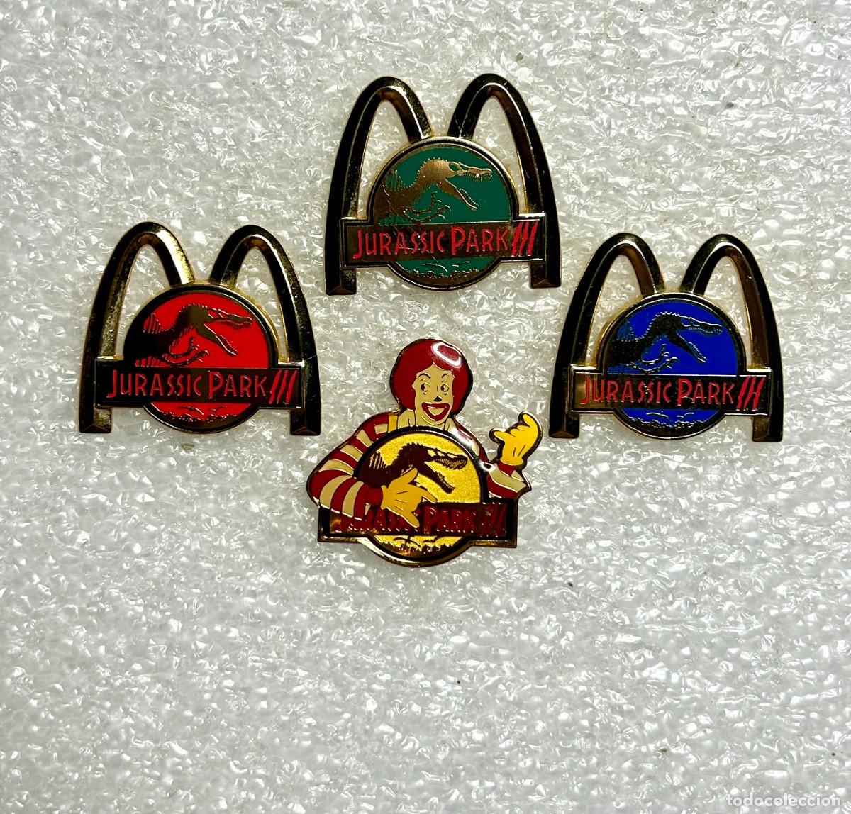 Collection pins: 4012.Lote de 4 pines de McDonald's lanzados para el estreno de Jurassic Park III (Parque Jur&aacute;sico 3)