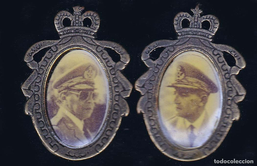 Pins de colecci&oacute;n: 2 pins. Hassan II, rey de Marruecos y el general Mohamed Oufkir.