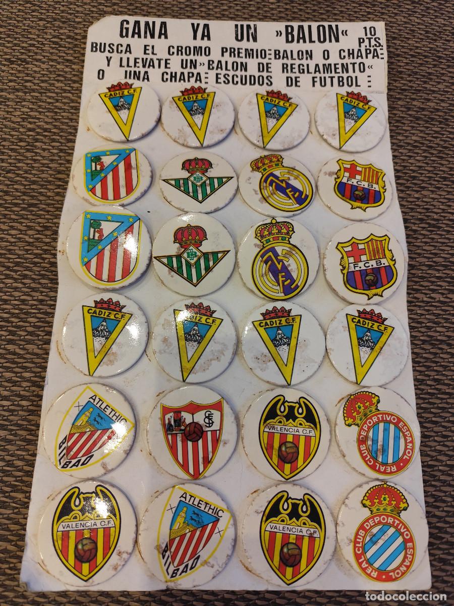 Pins de colecci&oacute;n: CARTON COMPLETO 24 CHAPAS SURTIDAS EQUIPOS FUTBOL
