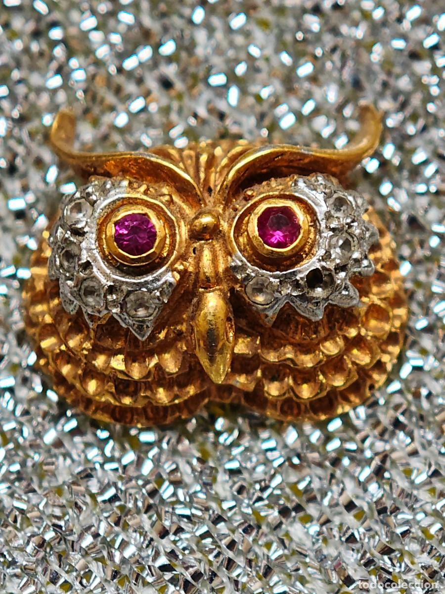 Pins de colecci&oacute;n: PIN BUHO OJOS CON BISUTERIA