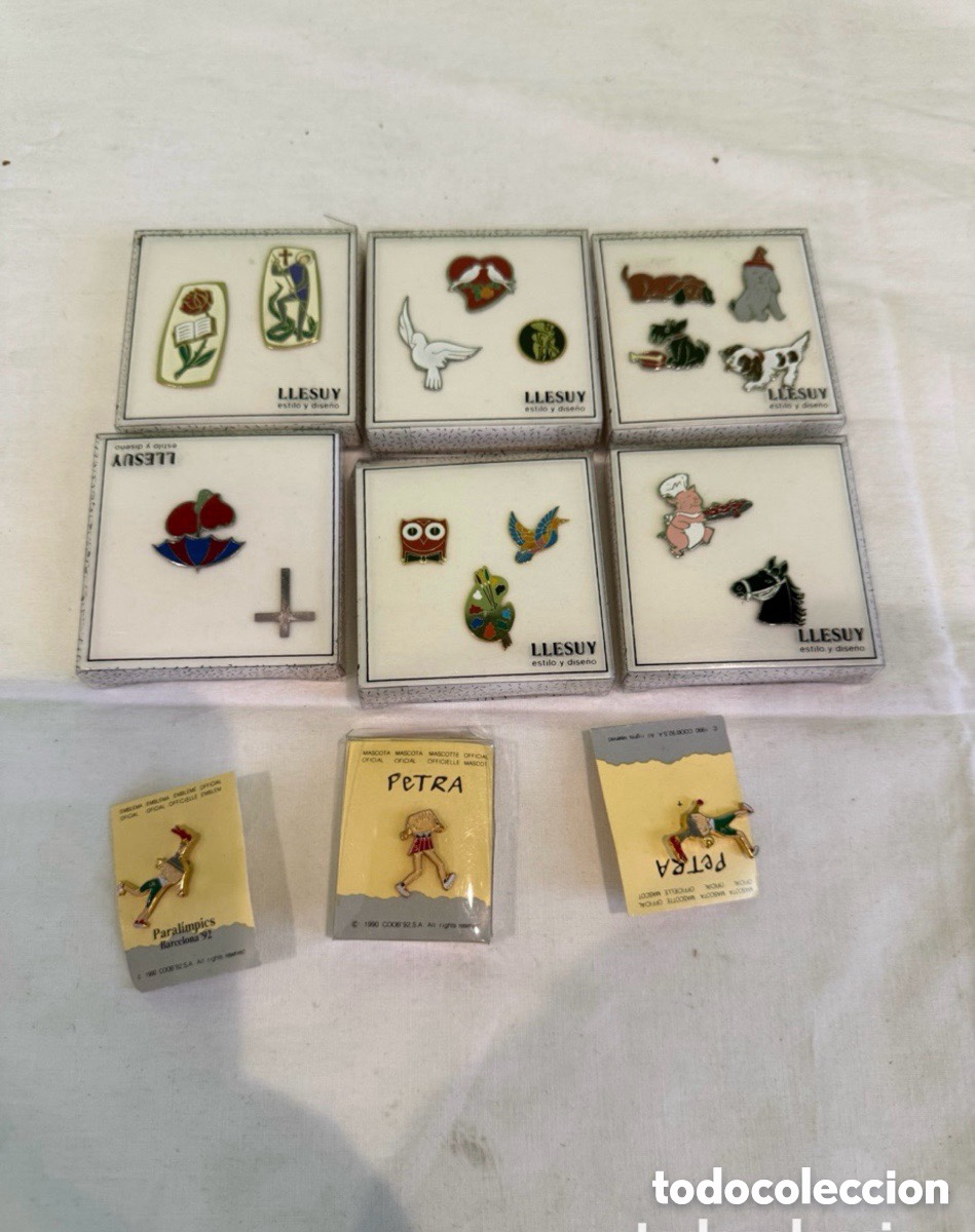 Pins de colecci&oacute;n: Lote Pins Vintage Barcelona 92 Petra Paral&iacute;mpicos y Llesuy Nuevos