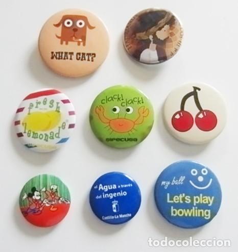 Sammlung von Pins: LOTE DE CHAPAS CON IMPERDIBLE CEREZAS LIMONES LET'S PATO DONALD CON MICKEY CHAPITA CHAPA - NO ES PIN