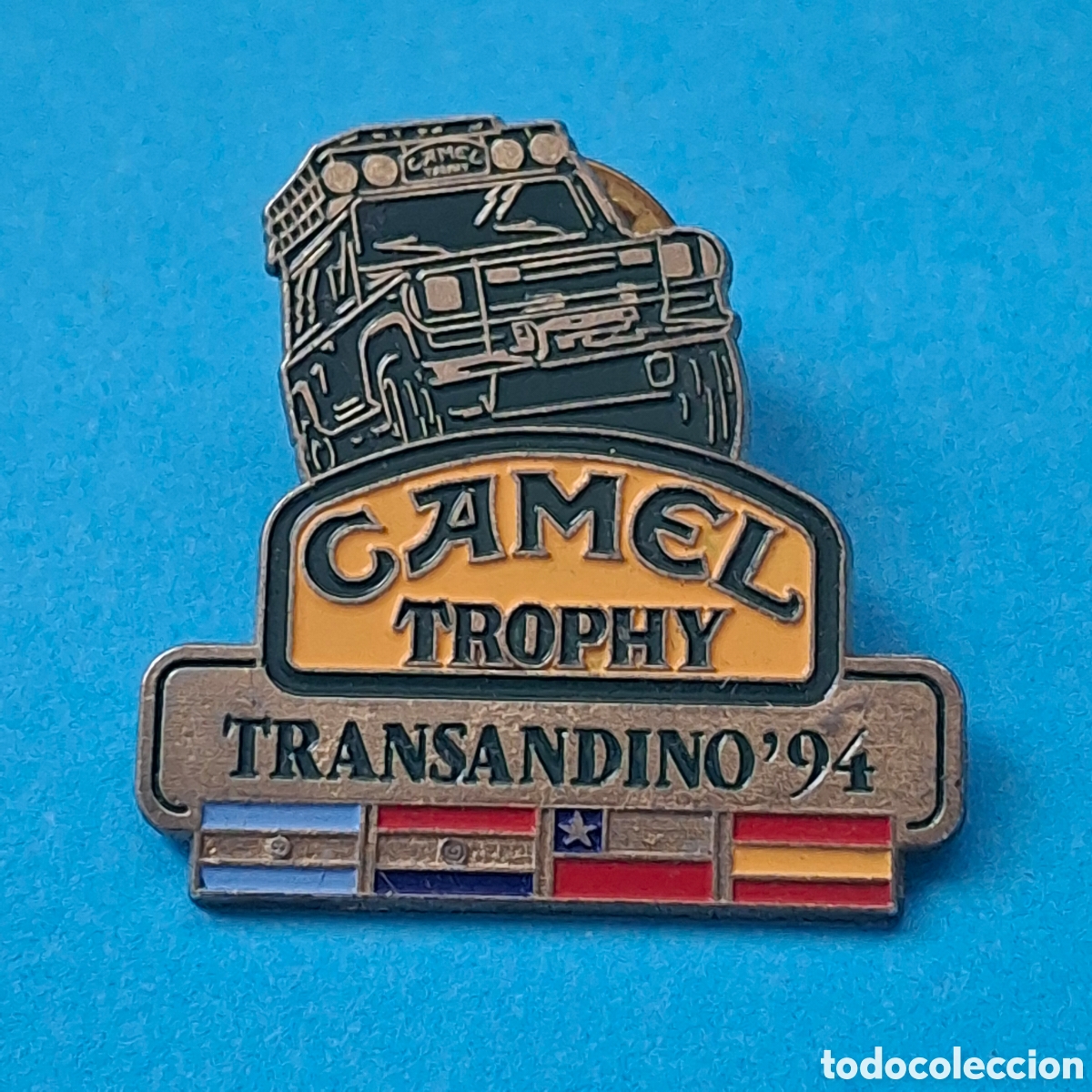 Pins de colecci&oacute;n: CAMEL TROPHY TRANSANDINO &acute;94 - PIN LAND ROVER 1994 RAID - ARGENTINA CHILE ESPA&Ntilde;A BANDERA