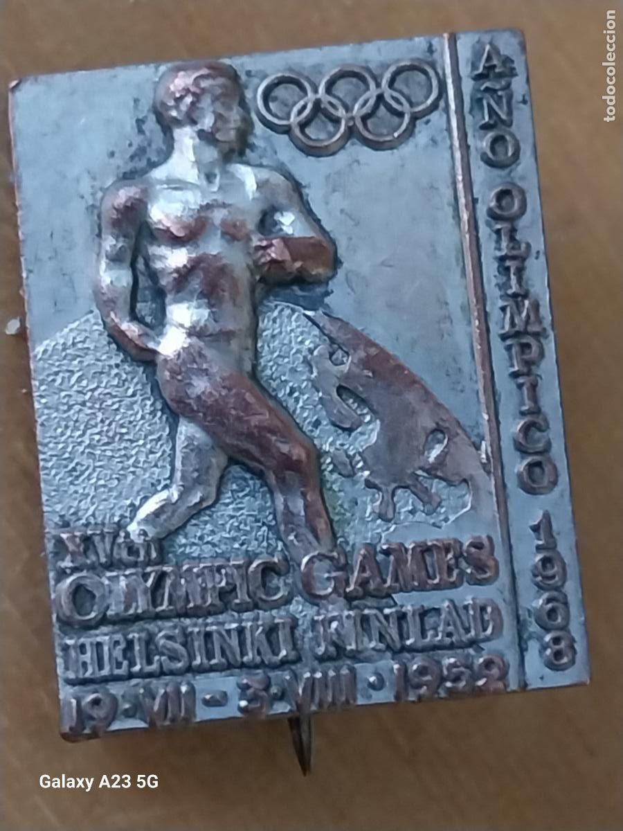 Pins de colecci&oacute;n: 1968 A&Ntilde;O OLIMPICO HELSINKI JUEGOS 1952 INSIGNIA ORGINAL 2.13CMS ALTO