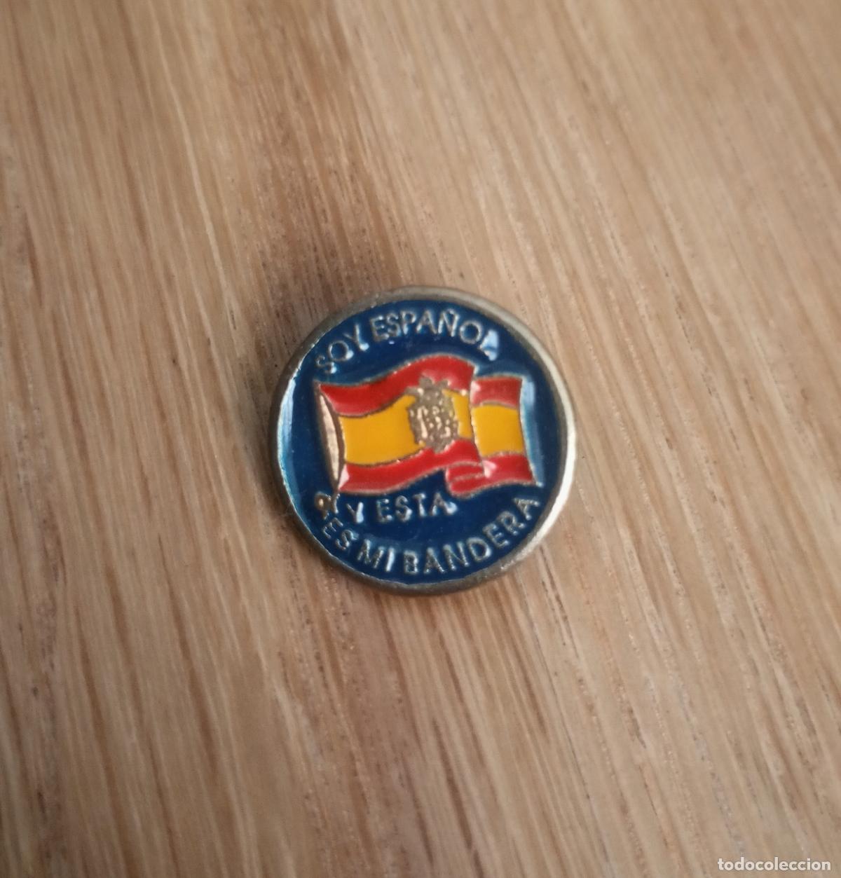 Collection pins: Pin bandera de Espa&ntilde;a con el &aacute;guila de San Juan.