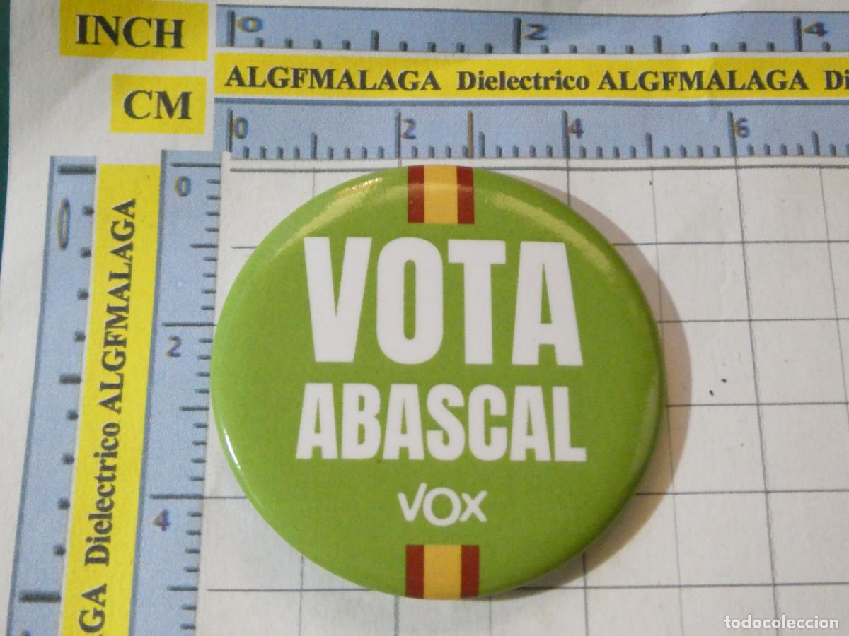 Pins de colecci&oacute;n: CHAPA INSIGNIA BROCHE. POL&Iacute;TICO SINDICAL. VOTA ABASCAL SANTIAGO. VOX