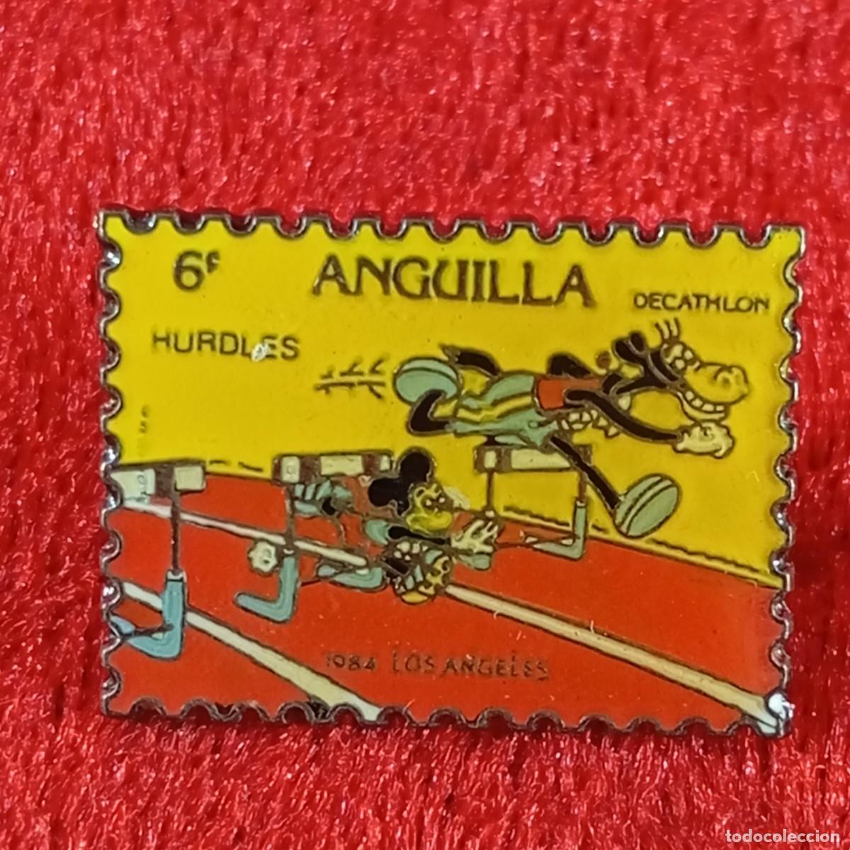 Pins de colecci&oacute;n: ANTIGUO PIN - SELLO POSTAL - MICKEY MOUSE - ANGUILLA - HURDLES, DECATHLON - WALT DISNEY - 1984 / 522