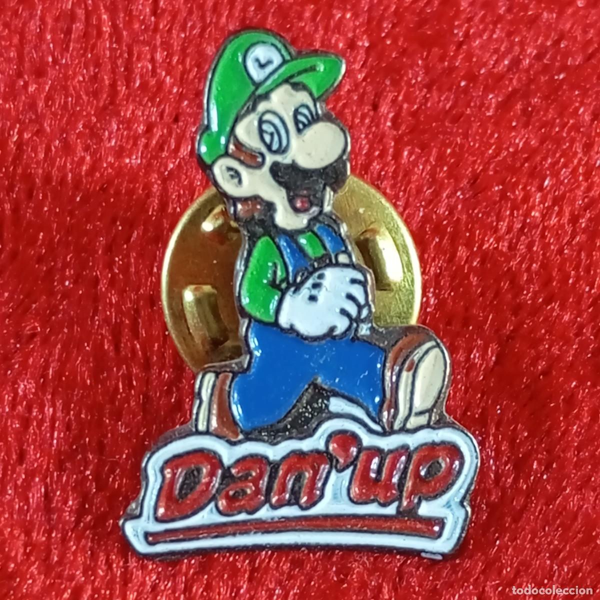 Pin's de collection: ANTIGUO PIN - LUIGI - SUPER MARIO BROS - NINTENDO - DAN'UP DANONE - VINTAGE - ESMALTADO - RARO / 576