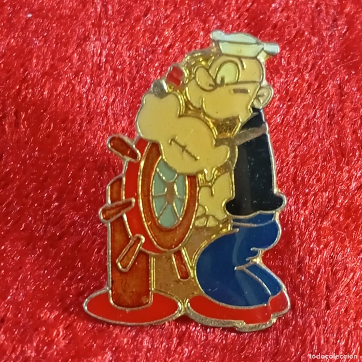 Pins de colecci&oacute;n: ANTIGUO PIN - POPEYE EL MARINO - SUJETANDO TIM&Oacute;N - KFS - VINTAGE - METAL ESMALTADO - RARO / 586