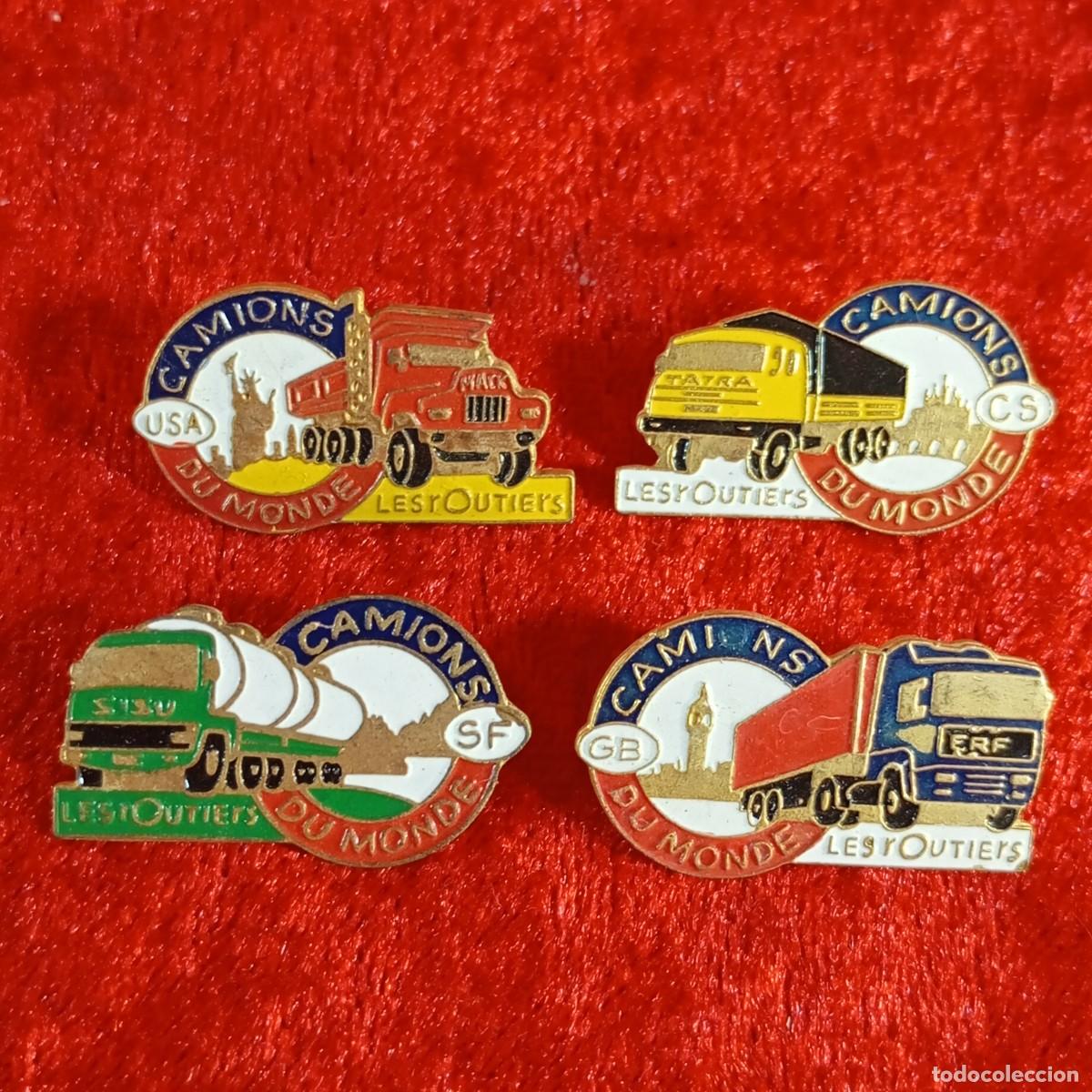 Pins de colecci&oacute;n: LOTE 4 PINES - CAMIONS DU MONDE - LES ROUTIERS - USA, CS, SF, GB - VINTAGE - ESMALTADO - RAROS / 644