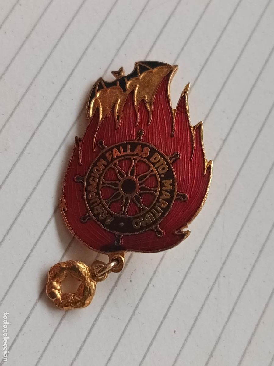 Pins de colecci&oacute;n: Fallas de Valencia. Insignia de imperdible Agrupaci&oacute;n de fallas distrito mar&iacute;timo