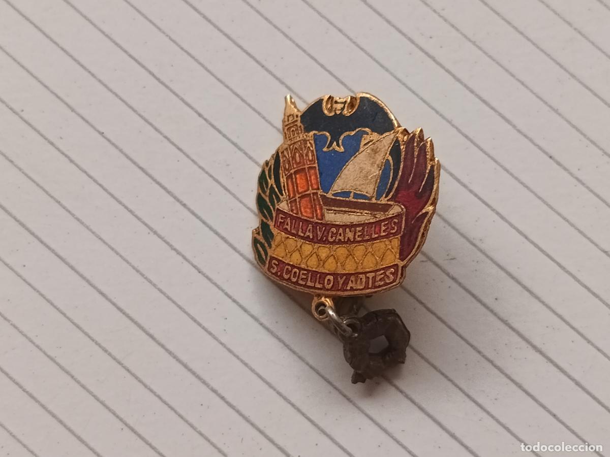 Pins de colecci&oacute;n: Fallas de Valencia. Insignia de imperdible Falla V. Canelles S. Coello