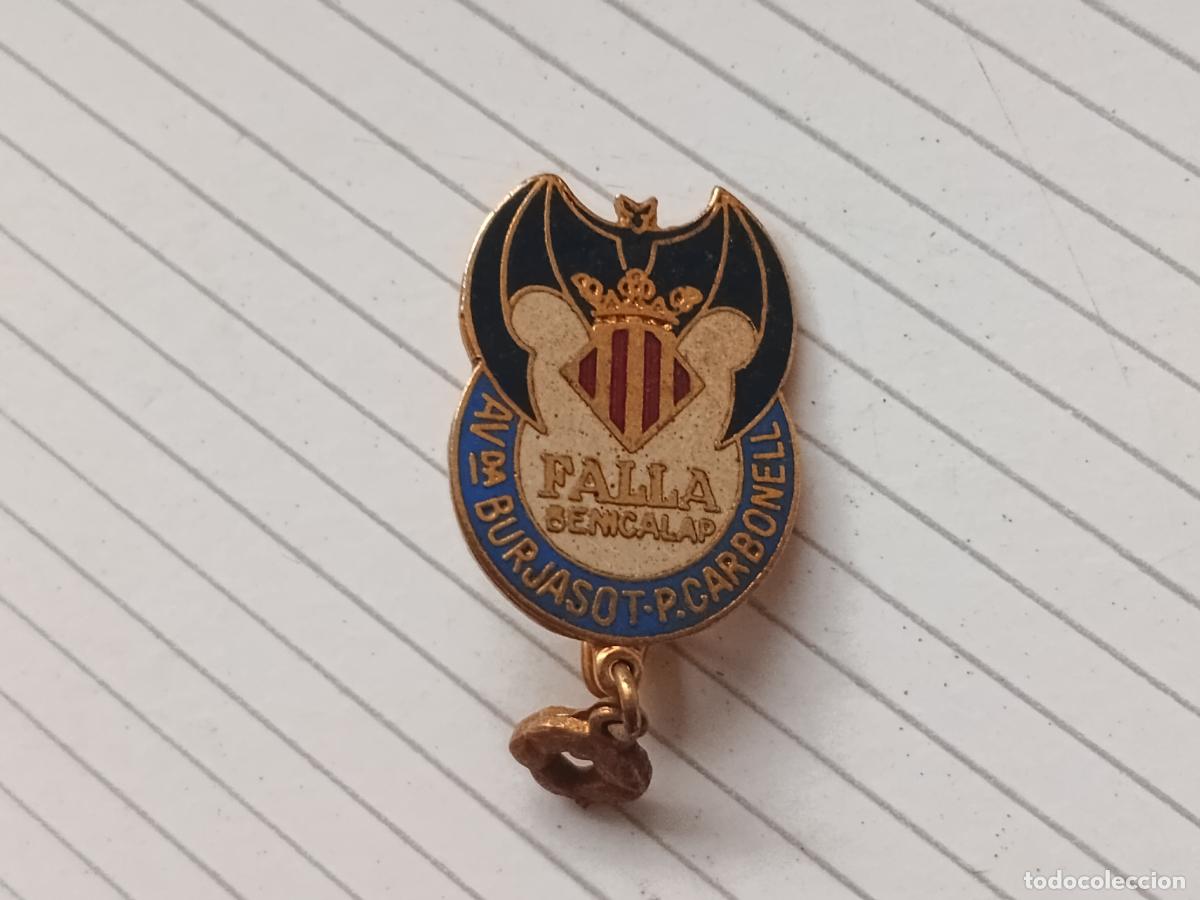 Pins de colecci&oacute;n: Fallas de Valencia. Insignia de imperdible Falla Burjasot P. Carbonell, Benicalap